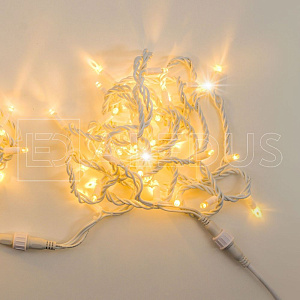 гирлянда (нить) aledus 10 м, белый провод, пвх, теплый белый, без мерцания изображение гирлянда (нить) aledus 10 м, белый провод, пвх, теплый белый, без мерцания