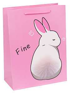 пакет бумажный 26*32*10 пушистый кролик, мат.ламин, ппк-1916 /dream cards фото