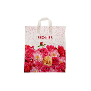 пакет с ручками, петля 38*42, пионы изображение пакет с ручками, петля 38*42, пионы фото