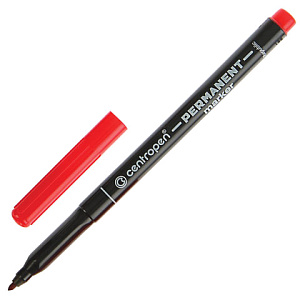 маркер перм. 1мм красный пластик/пленка/металл/стекло/дерево/текстиль/камень 2536 /centr