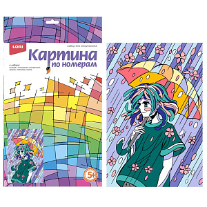 картина по номерам для малышей 20*28,5 аниме. прогулка под дождем б/подрам. ркн-112 /lori