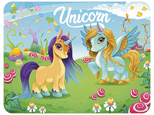 покрытие на стол для лепки а3 32*43см единороги, пластик, нпд-2 /пчелка