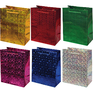 пакет бумажный 12*15* 6, голографический,  цвет ассорти, н-220 кпб51 9041601 /devente фото