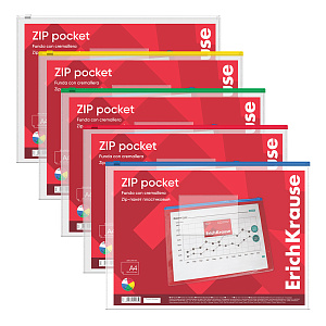 папка-конверт на молнии zip а4 0,14мм  с карманом  белая 2935 /ek
