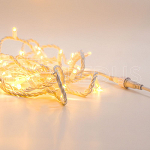 гирлянда (нить) aledus 10 м, белый провод, каучук (резина), теплый белый, без мерцания изображение гирлянда (нить) aledus 10 м, белый провод, каучук (резина), теплый белый, без мерцания