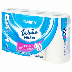 полотенце бум. 3-сл. белое  (4рул*11м), 1/2, 115400 /laima