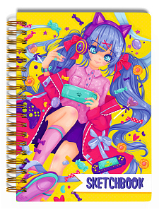 скетчбук а5 64л аниме. жизнь в гаджетах. 7бц, 120г, гребень 64-1590 /myart изображение скетчбук а5 64л аниме. жизнь в гаджетах. 7бц, 120г, гребень 64-1590 /myart
