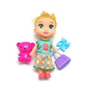 кукла-малышка с питомцем и аксессуарами 13см, в пакете, zy1280039