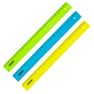 линейка 30см неон прозрачн. пластик 210609 /пифагор