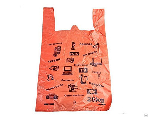 пакет-майка 44*64, электрон оранжевый 25мкм фото