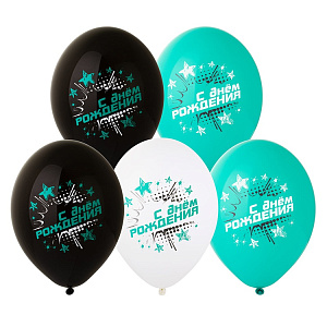 шар возд. 14" др! звезды бирюзовые, ассорти 1103-2355 изображение шар возд. 14" др! звезды бирюзовые, ассорти 1103-2355