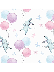 бумага упаковочная 70*100см зайка на воздушном шаре 90г/м2 уб-4455 /miland фото