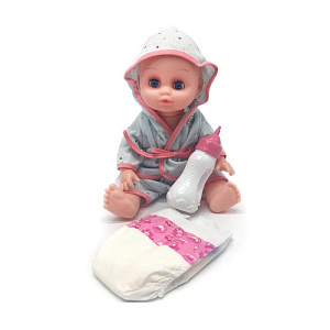 пупс с памперсом, бутылочкой плачет, говорит, пьет, ходит на горшок, 27см рюкзак 8008g