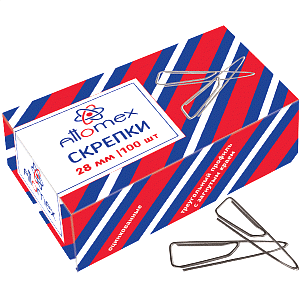 скрепки 28мм  треугольные оцинкованные с загнутым краем 100шт. pf0509-28, 4135305,4135342 / attomex