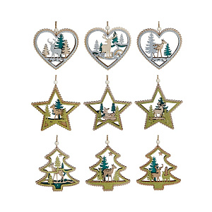 подвеска украшение ассорти дерево 12см (9 диз.) 379-234 /сноубум