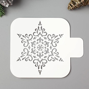 трафарет снежинка лучистая, 10*10см, 0,1мм пластик 5120572